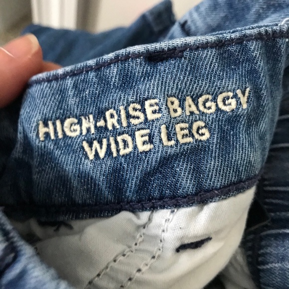 AE Dreamy Drape High Rise Baggy Wide Leg Lightweight Denim Pants 12 Long Pleated - Picture 10 of 14